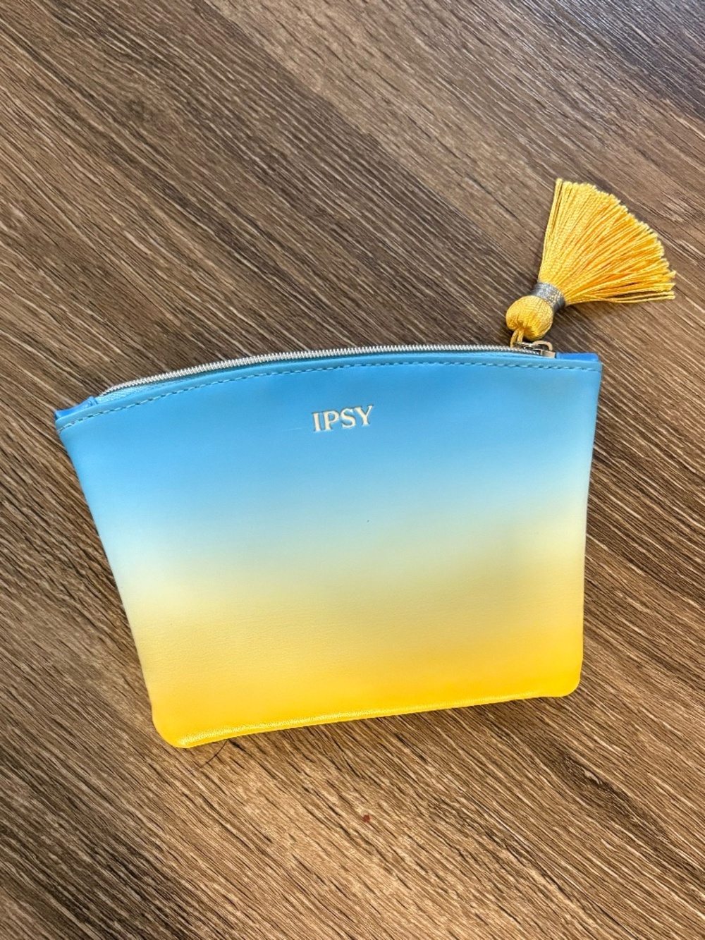 IPSY Gradient Blue and Yellow Pouch with Tassel